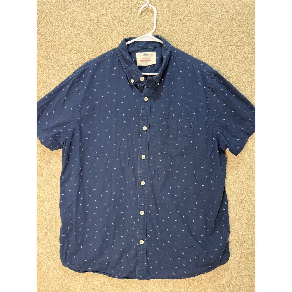 Urban Pipeline Blue Geometric Print Short Sleeve Button Down Shirt XXL 25x30 XL?